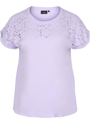 T-shirt ample avec broderie anglaise, Lavender, Packshot image number 0