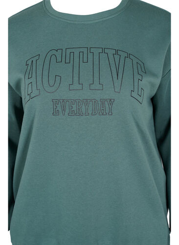 Sweatshirt met sportieve print, Dark Forest, Packshot image number 2