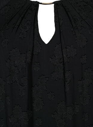 Robe avec structure et manches courtes, Black, Packshot image number 2