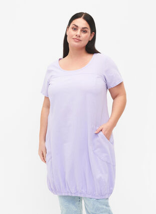 Robe en coton à manches courtes, Lavender, Model image number 0