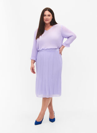 Geplooide blouse met 3/4 mouwen, Lavender, Model image number 2