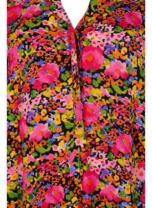 Tunique en viscose à fleurs avec manches 3/4, Neon Flower Print, Packshot image number 2