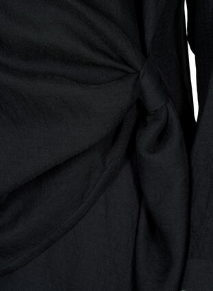 Blouse met lange mouwen in viscose met een wikkel-look, Black, Packshot image number 3