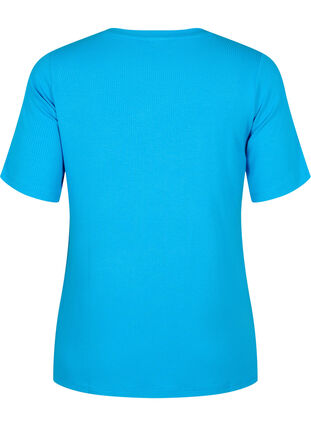 T-shirt en viscose avec structure côtelée, Ibiza Blue, Packshot image number 1