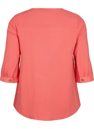 Viscose blouse met knopen en v-hals, Deep Sea Coral, Packshot image number 1