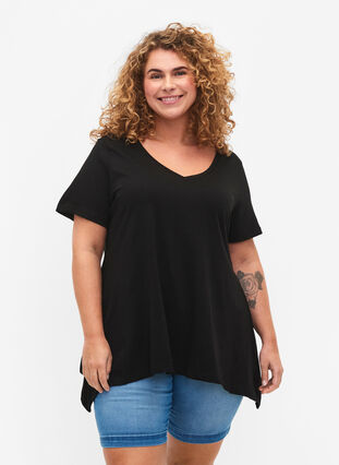 T-shirt en coton à manches courtes, Black SOLD, Model image number 0