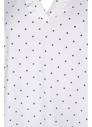 Gestippelde blouse met 3/4 mouwen in viscose, White Dot, Packshot image number 2