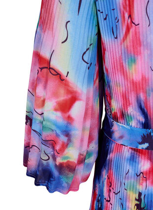Bedrukte geplooide jurk met bindband, Lavender Space AOP, Packshot image number 3