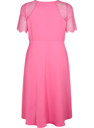 Midi-jurk met korte kanten mouwen, Shocking Pink, Packshot image number 1