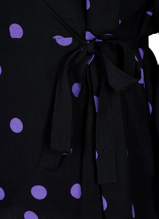 Blouse portefeuille à pois en viscose, Black w. Purple Dot, Packshot image number 3