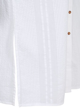 Robe-chemise en coton à manches 3/4, Bright White, Packshot image number 3