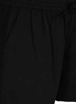 Losse shorts in katoenmix met linnen, Black, Packshot image number 2