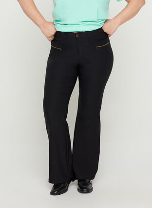 Pantalon avec bootcut, Black, Model image number 2