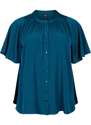 Chemise à manches courtes à motifs pointillés, Deep Teal, Packshot image number 0