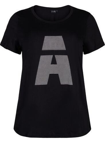 T-shirt de sport avec imprimé, Black w. stripe A, Packshot image number 0