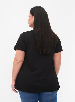 T-shirt en coton avec impression sur le devant, Black W. Chest print, Model image number 1