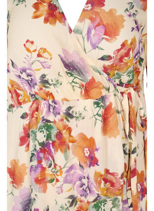 Robe portefeuille à imprimé floral et à manches courtes, Buttercream Vintage, Packshot image number 2