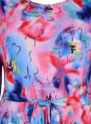 Bedrukte geplooide jurk met bindband, Lavender Space AOP, Packshot image number 2