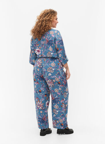 Pantalon ample en viscose avec imprimé, Smoke Blue Paisley, Model image number 1