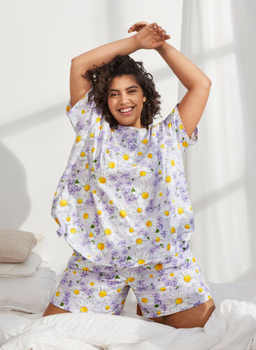 Short pyjama ample avec imprimé, Lavender Blue AOP, Image image number 0
