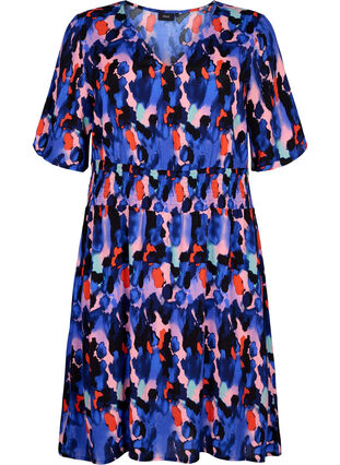 Viscose jurk met print en smok , Colorful Animal, Packshot image number 0