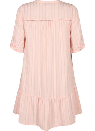 Gestreepte viscose jurk met kanten lint, Strawberry Cream, Packshot image number 1