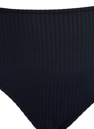 Bikinibroekje met hoge taille en geribde textuur, Black, Packshot image number 2