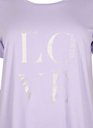 Katoenen t-shirt met korte mouwen en opdruk, Lavender W. Love, Packshot image number 2