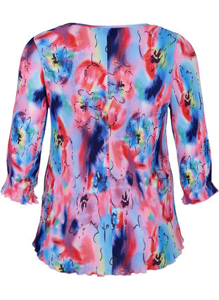 Geplooide blouse met 3/4 mouwen, Lavender Space AOP, Packshot image number 1