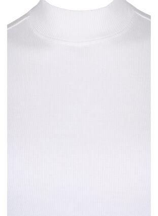 Top en coton à col montant avec structure côtelée, Bright White, Packshot image number 2