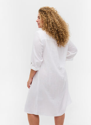 Robe en coton à manches 3/4, Bright White, Model image number 1