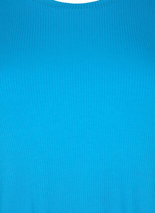 T-shirt van viscose met ribstructuur, Ibiza Blue, Packshot image number 2