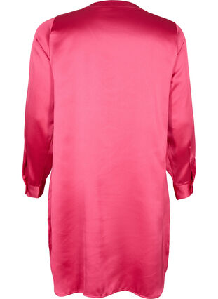 Longue chemise brillante avec fente, Pink Flambé, Packshot image number 1