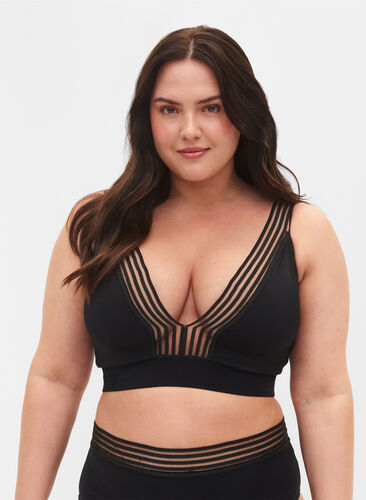 Haut de bikini avec mesh, Black, Model image number 0