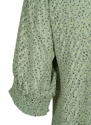 Gestippelde blouse met 1/2 mouwen, Seagrass Dot, Packshot image number 3