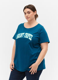T-shirt en coton avec imprimé, Blue Coral SAINT, Model