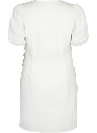 Robe à manches courtes, drapée et structurée, Bright White, Packshot image number 1