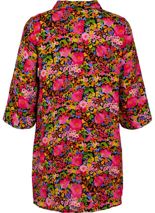 Tunique en viscose à fleurs avec manches 3/4, Neon Flower Print, Packshot image number 1