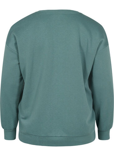 Sweatshirt met sportieve print, Dark Forest, Packshot image number 1