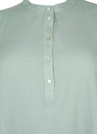 Viscose-Linen Mix Shirt Blouse met 3/4 Mouwen, Chinois Green, Packshot image number 2