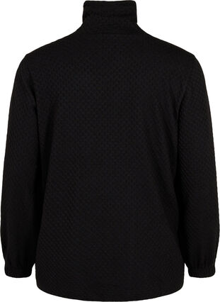 Sweat-shirt à col montant et cordon élastique réglable, Black, Packshot image number 1