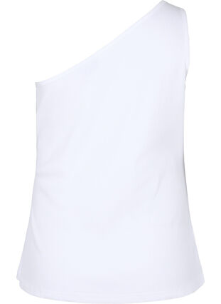Top asymétrique en coton, Bright White, Packshot image number 1