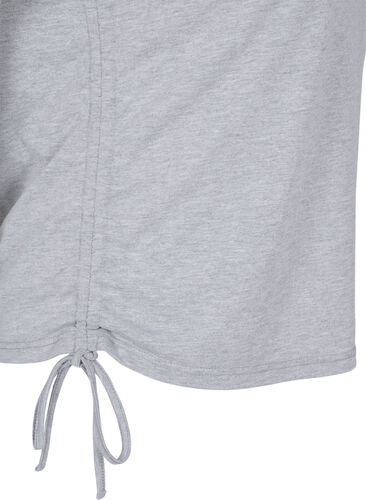 Cropped t-shirt met koord, Light Grey Melange, Packshot image number 2