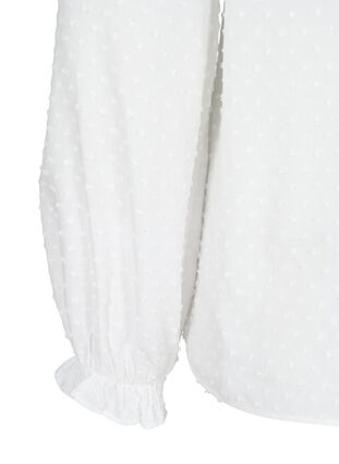 Blouse à manches longues avec détails de smocks et volants , Bright White, Packshot image number 3