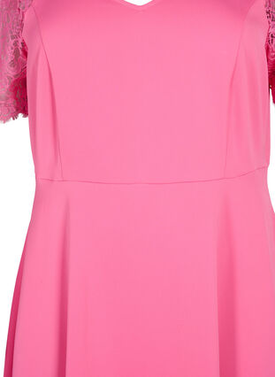 Midi-jurk met korte kanten mouwen, Shocking Pink, Packshot image number 2