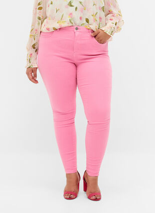 Amy jeans met hoge taille en super slanke pasvorm, Rosebloom, Model image number 1