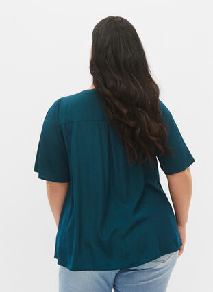 Chemise à manches courtes à motifs pointillés, Deep Teal, Model image number 1