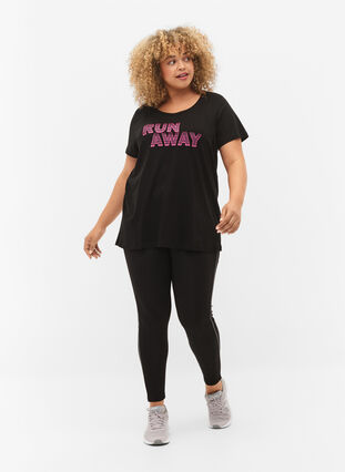 T-shirt de sport avec imprimé, Black w. Run Away, Model image number 2
