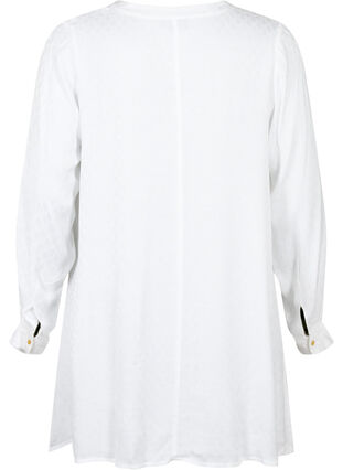 Viscose tuniek met toon-op-toon patroon, Bright White, Packshot image number 1