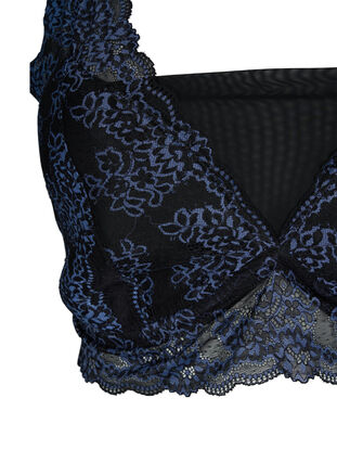 Beha met kant en mesh, Black w. blue lace, Packshot image number 2